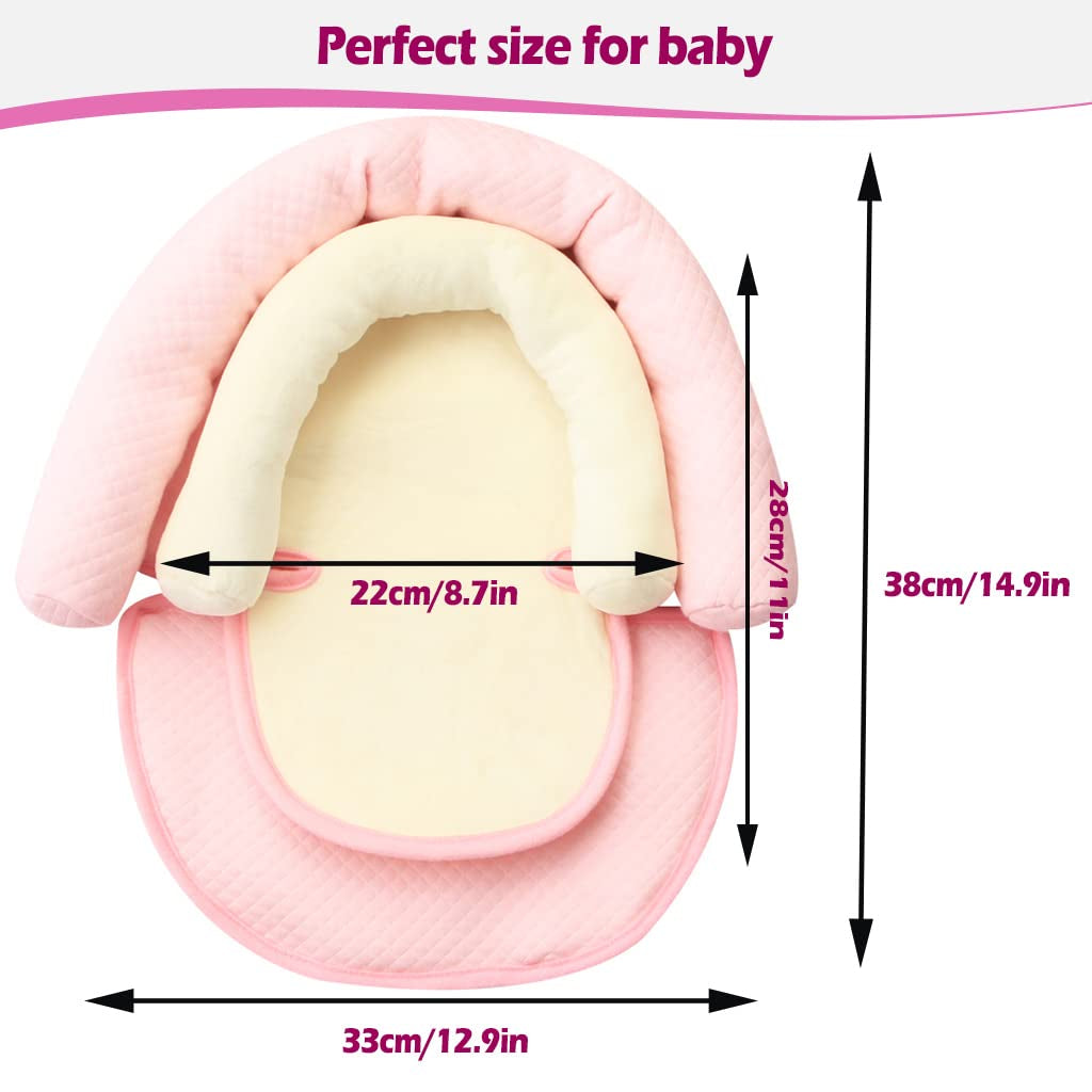 Toddler Head Support for Car Seat, Baby Soft Neck and Body Support Pillow for Carseat Stroller, Light Pink