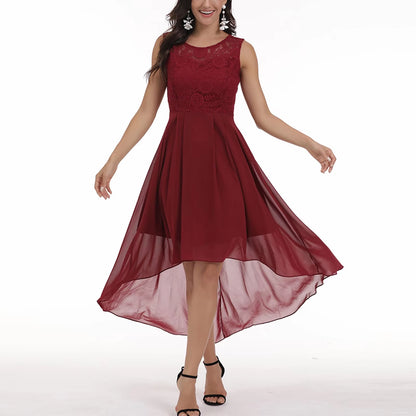 Women'S Elegant Floral Lace Dress Bridesmaid Tank Dress Sleeveless Formal Wedding Party Maxi Dresses Embroidery Dresses Summer