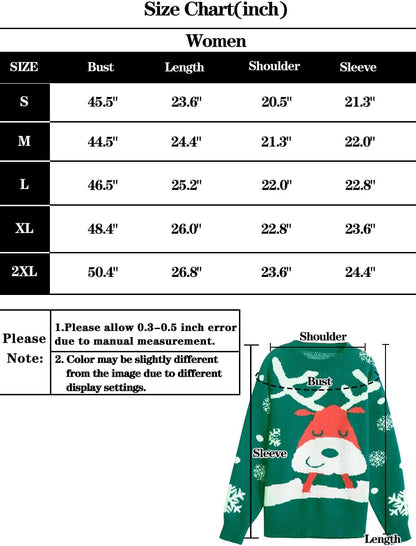 Women Ugly Christmas Sweater Pullover Holiday Soft Lightweight Warm Crewneck Chunky Sweaters