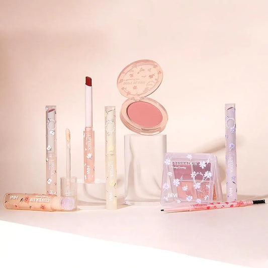 Spring Flower Pattern Makeup Set (1 Piece), Portable Travel Multi-Functional Makeup Set with Lipsticks Eyebrow Pencil Concealer Blush Palette Eye Shadow Palette, Full Kit Makeup Supplies Gifts, Music Festival Makeup Product