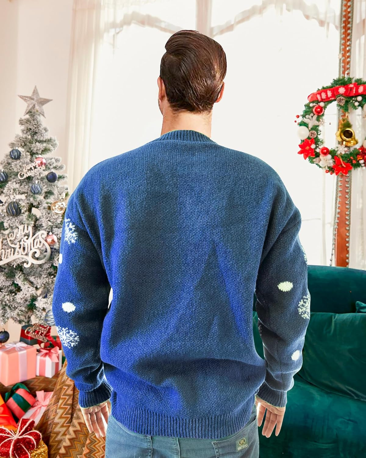 Ugly Christmas Sweaters for Men Holiday Xmas Sweater Pullover Warm Stretchy Soft Breathable