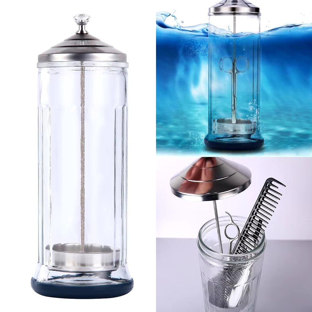 Barber Maintenance Cleaning Glass Disinfecting Sanitizing Jar Small/ Large