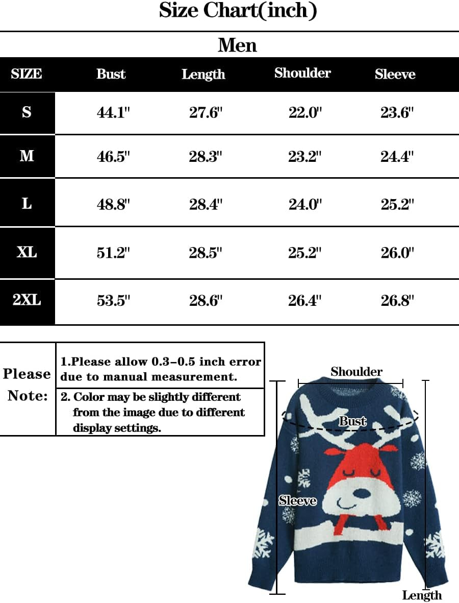 Ugly Christmas Sweaters for Men Holiday Xmas Sweater Pullover Warm Stretchy Soft Breathable