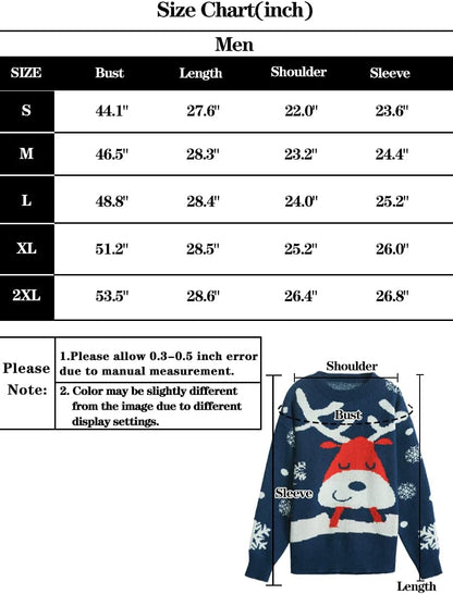 Ugly Christmas Sweaters for Men Holiday Xmas Sweater Pullover Warm Stretchy Soft Breathable