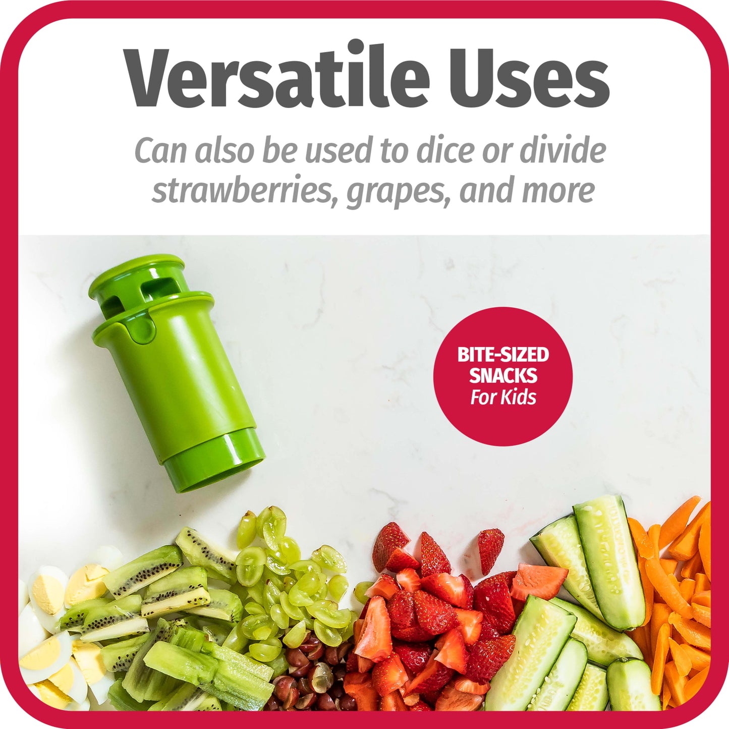 Stainless Steel Fruit and Veggie Divider with 4 Lengthwise Cuts, Green