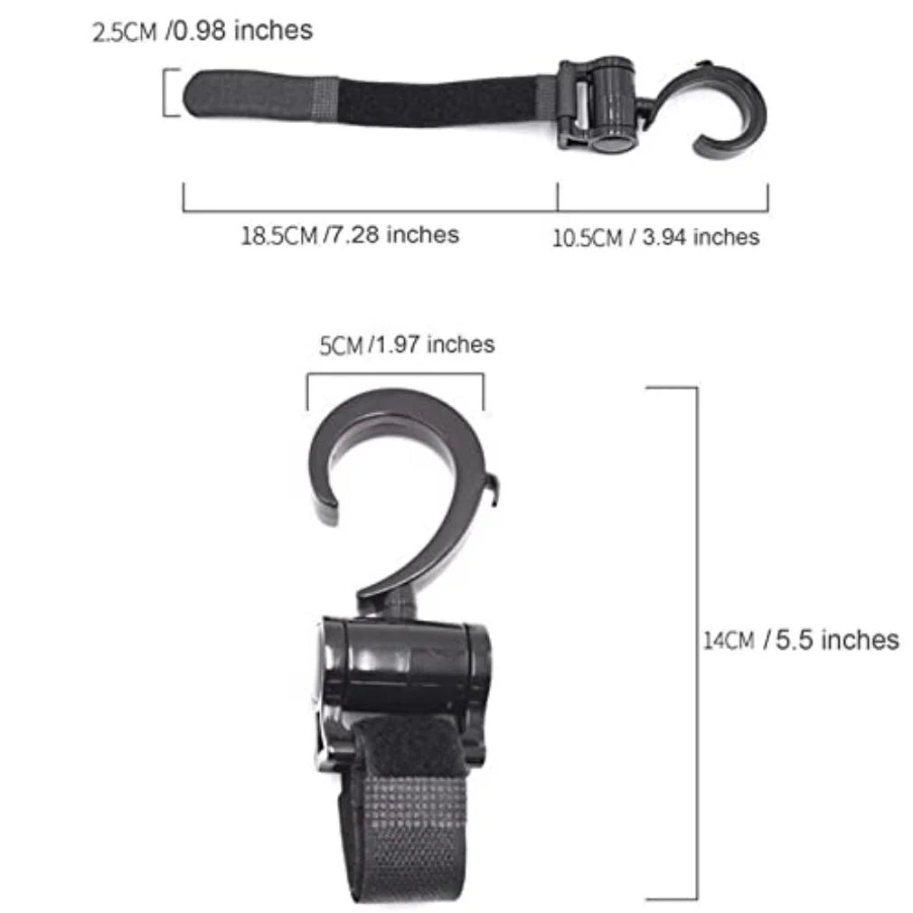Stroller Hooks for Hanging Diaper Bags Baby Stuff Organizer Groceries Purse Mommy Hook Stroller Accessories for Mom When Jogging Walking or Shopping Pack of 2-Black