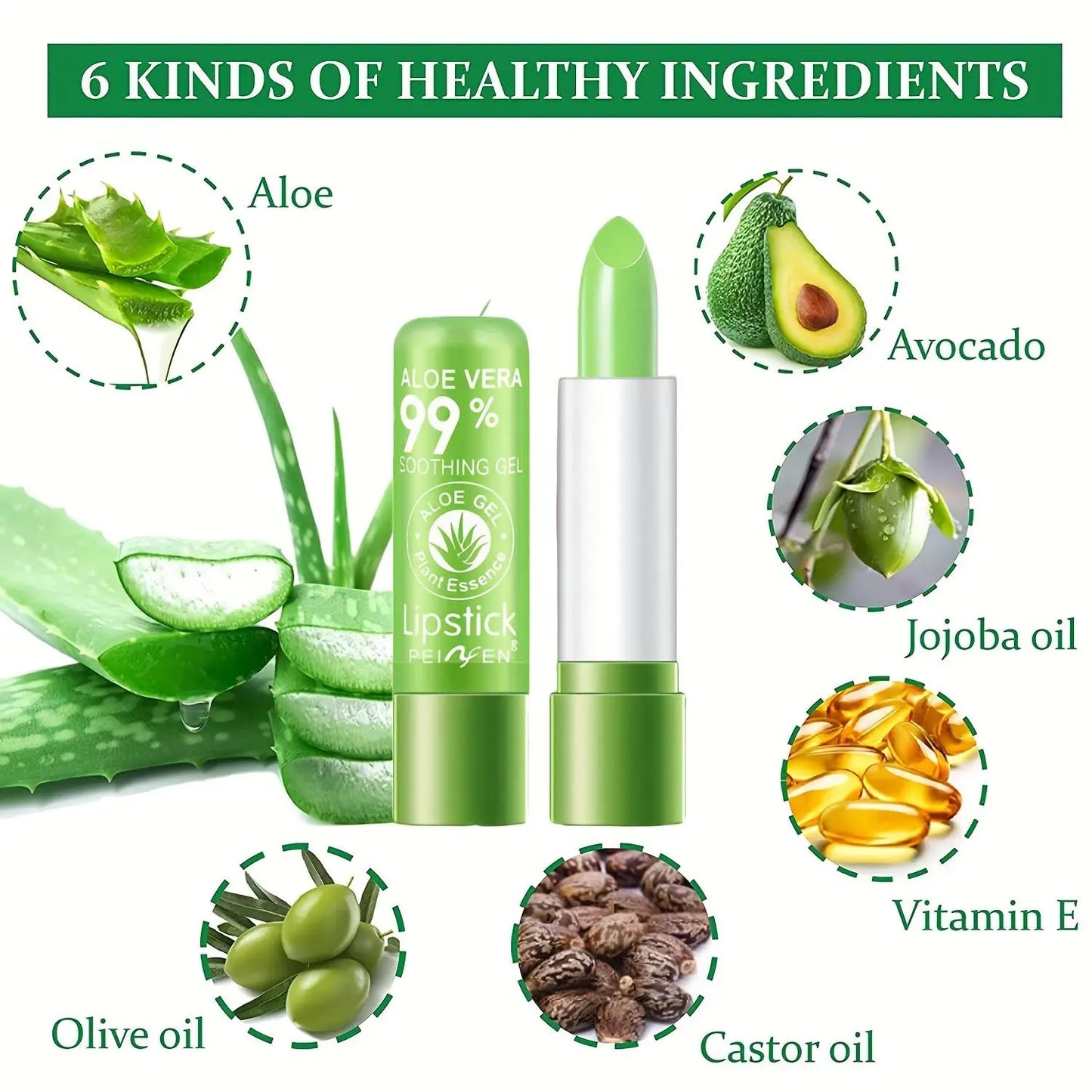 Aloe Vera Color Changing Moisturizing Lip Balm (1 Piece), Magic Temperature Color Changing Lipstick, Long Lasting Tinted Lip Plumping Gloss, Hydrating Lip Balm, Lip Gloss Plumper, Suitable for All Occasions Lip Makeup