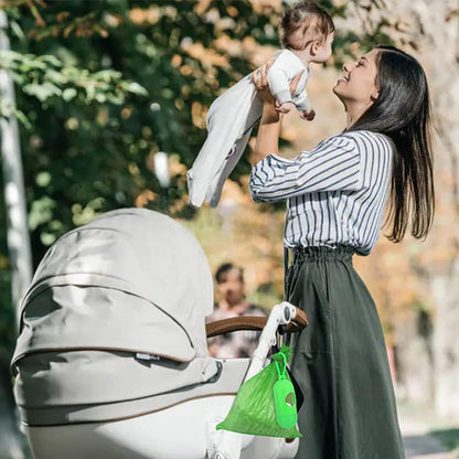 Diaper Bags Disposable, Diaper Bag Dispenser with Bags, Portable Diaper Trash Bags Travel 8 Diaper Sacks Refill Rolls/120 Bags for Baby Dirty Diaper, Pet Dog Cat Waste Poop (Green)