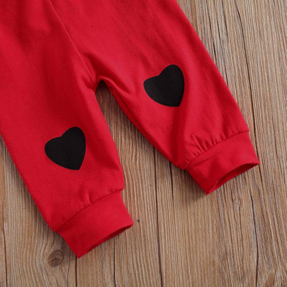 Baby My First Valentine'S Day Outfits Long Sleeve Romper Bodysuit Top Pants Hat 3 Piece Clothes Set