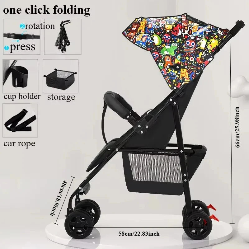 Lightweight Baby Stroller One Hand Folding
