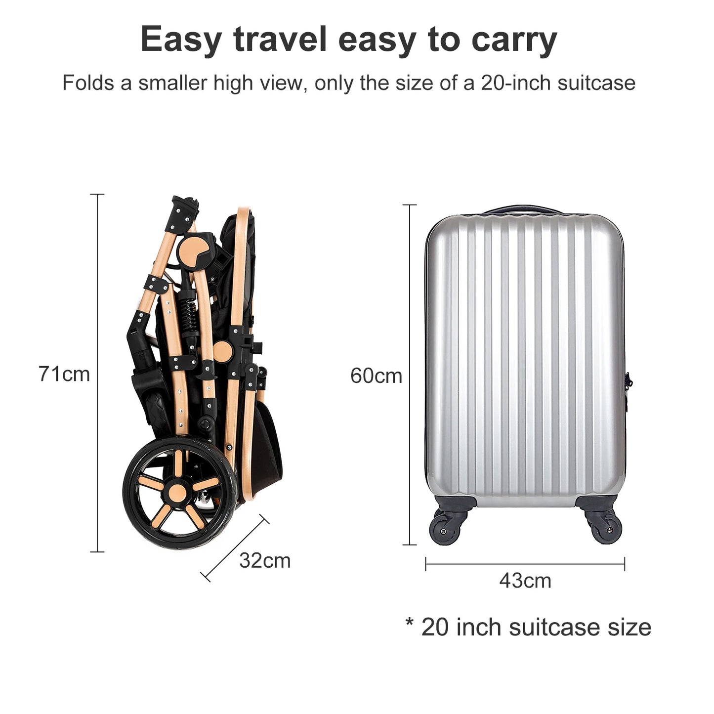 Lightweight 2-in-1 Baby Stroller