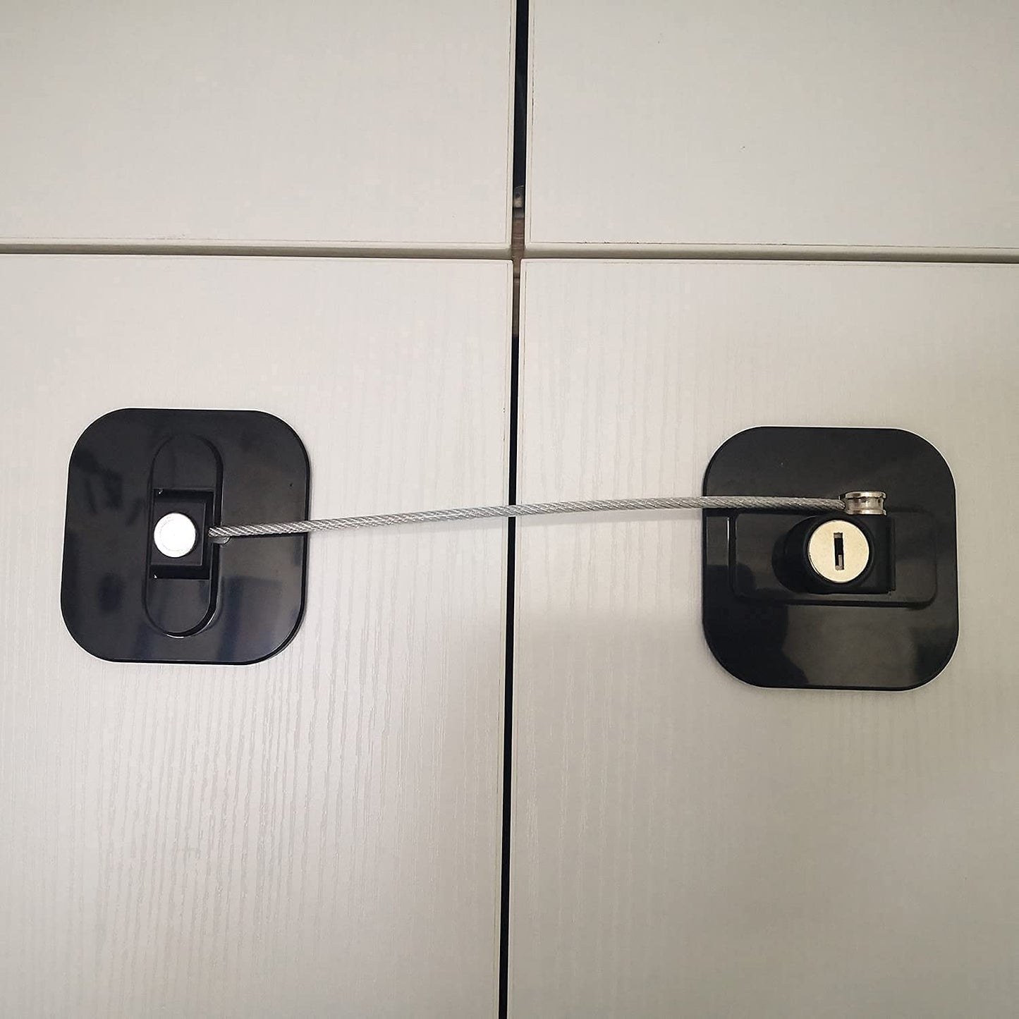 Upgraded Child Locks for Cabinets, Drawer Locks with Key, Cabinet Locks for Baby Proofing 2 Pack Black