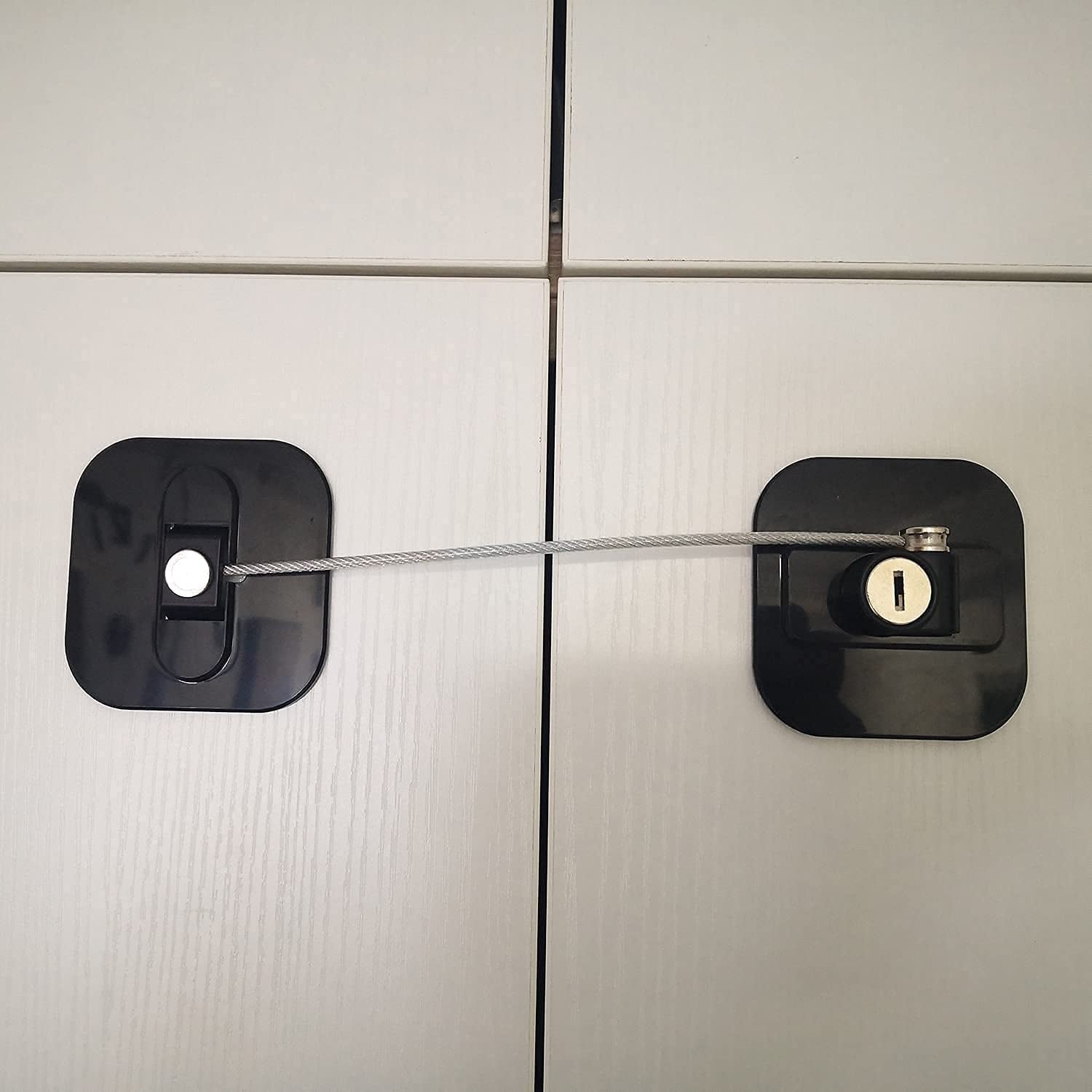 Upgraded Child Locks for Cabinets, Drawer Locks with Key, Cabinet Locks for Baby Proofing 2 Pack Black