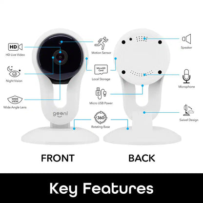 Aware 1080P HD Adjustable Mini Wi-Fi Standard Surveillance Camera with 2-Way Talk Motion Detection Works with Alexa