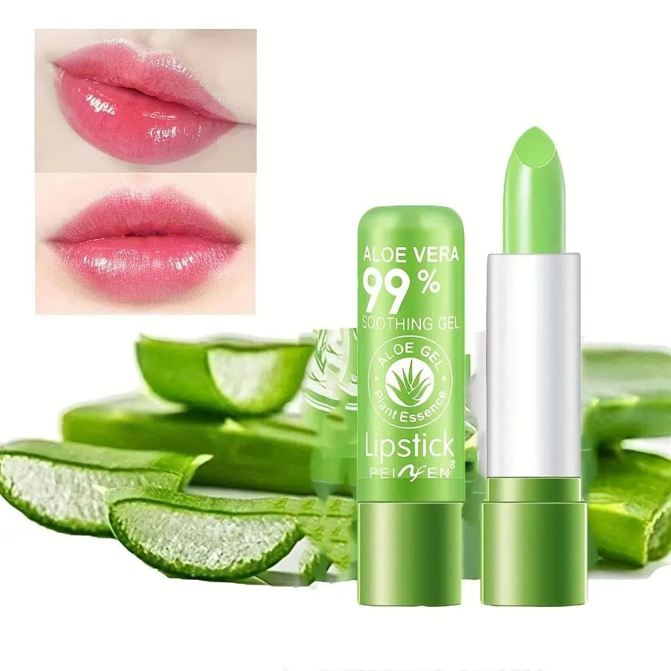 Aloe Vera Color Changing Moisturizing Lip Balm (1 Piece), Magic Temperature Color Changing Lipstick, Long Lasting Tinted Lip Plumping Gloss, Hydrating Lip Balm, Lip Gloss Plumper, Suitable for All Occasions Lip Makeup