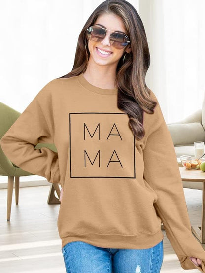Mama Sweatshirt Women Funny Letter Print Mom Life Blouse Tops Casual Long Sleeve Pullover Tees