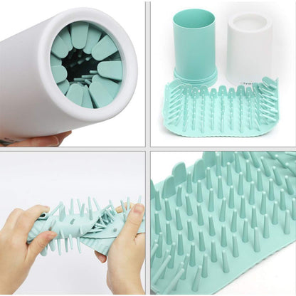 Dirty and Dusty Paw Cleaner for Large, Medium, Small Dog and Cat, Pet Footprint Cleaning Cups with Silicone Brush for Sanitizing and Cleaning Pet Paws (Large, Pink )