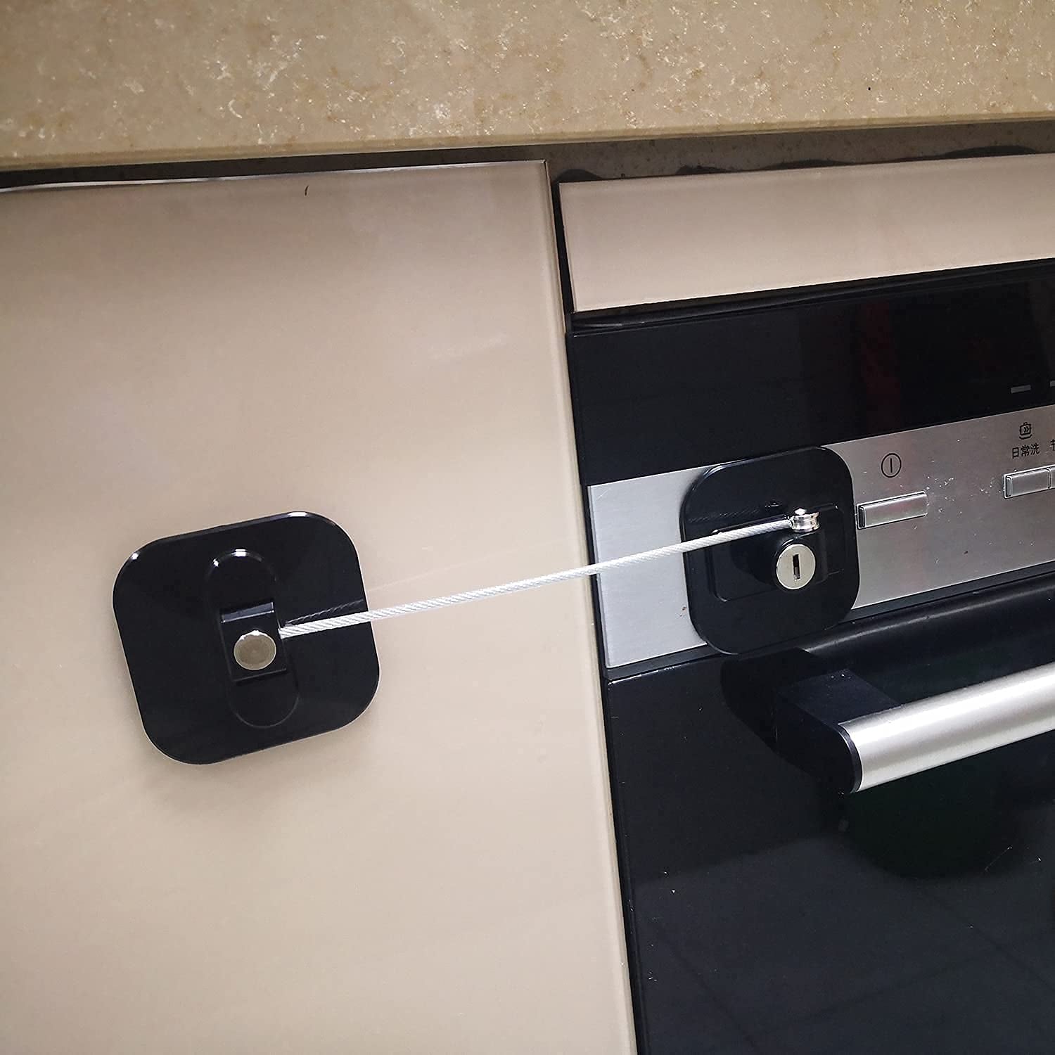 Upgraded Child Locks for Cabinets, Drawer Locks with Key, Cabinet Locks for Baby Proofing 2 Pack Black