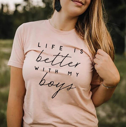 Boy Mom Shirt for Women Mom Shirts Mother Gifts T Shirt Mom of Boys Funny Tops Tees